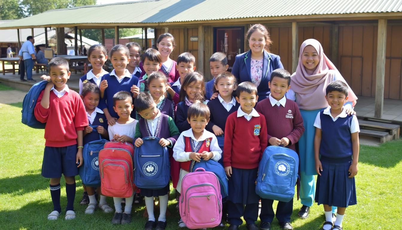 la province de bagmati a offert des sacs scolaires à l'association des agents d'assurance professionnels et à himalayan life, soutenant l'accès à l'éducation des enfants et encourageant la responsabilité sociale des organisations locales.